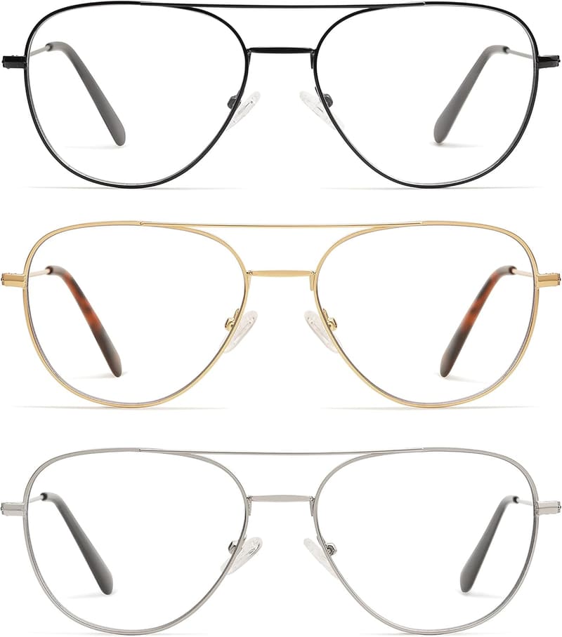 Retro Aviator Blue Light Blocking Reading Glasses for Men & Women