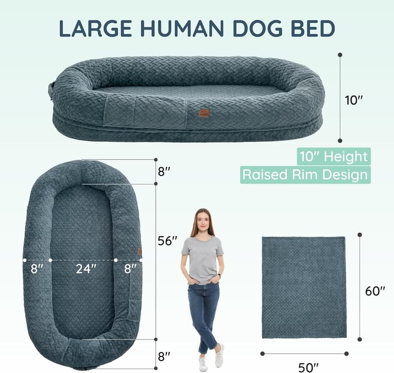 Luxury Faux Fur Human Dog Bed - Giant 72