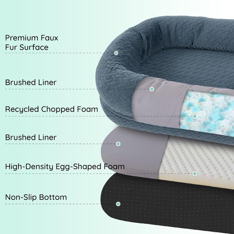 Luxury Faux Fur Human Dog Bed - Giant 72