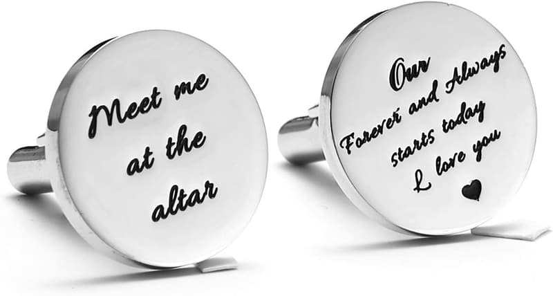 Wedding Cuff Links for Men - Stainless Steel Groom Gift