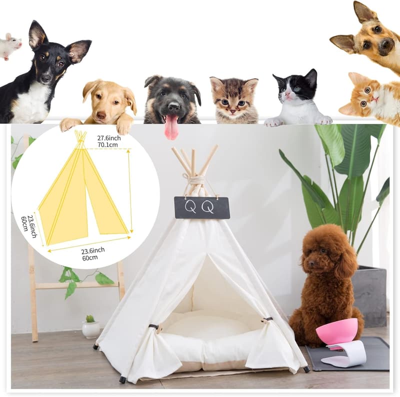 Modern Pet Teepee Tent with Cushion for Dogs and Cats