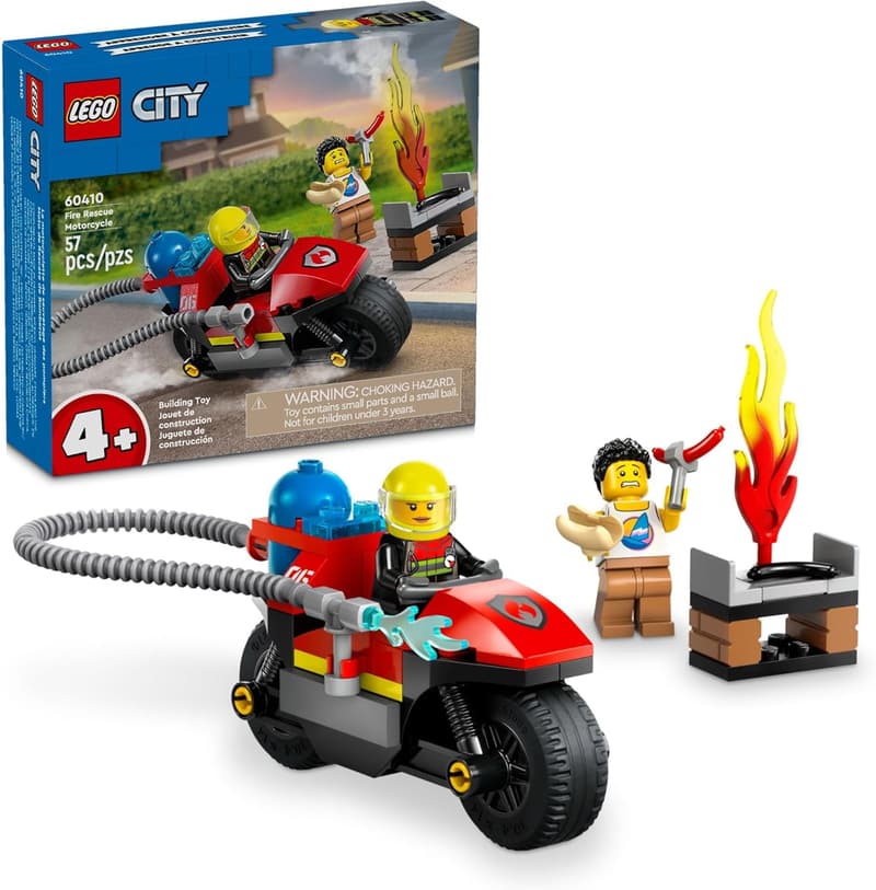 LEGO City Fire Rescue Motorcycle Toy Playset for Kids