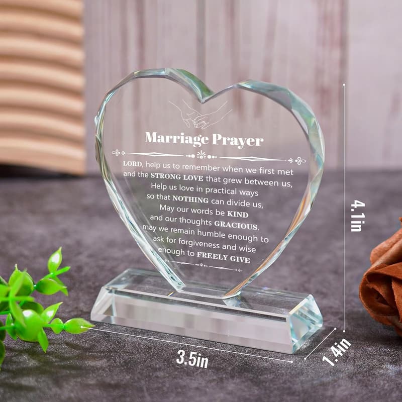 2025 Wedding Gift: Unique K9 Crystal Marriage Prayer Plaque