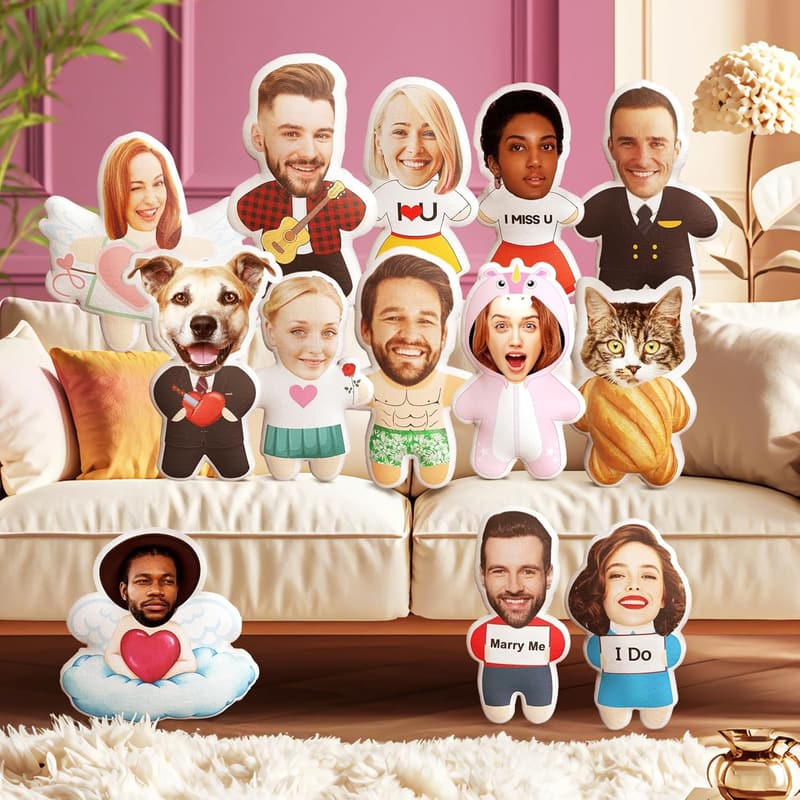 Personalized 3D Face Pillow for Couples – Funny Home Decor Gift