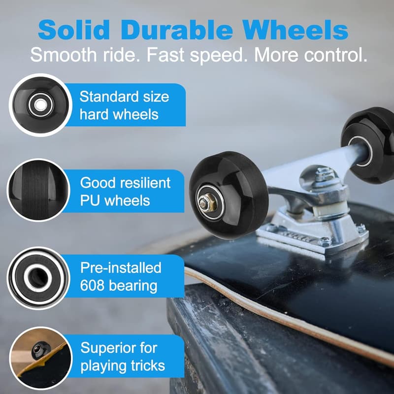 52mm 95A Skateboard Wheels & Bearings Set for Tricks - Pack of 4