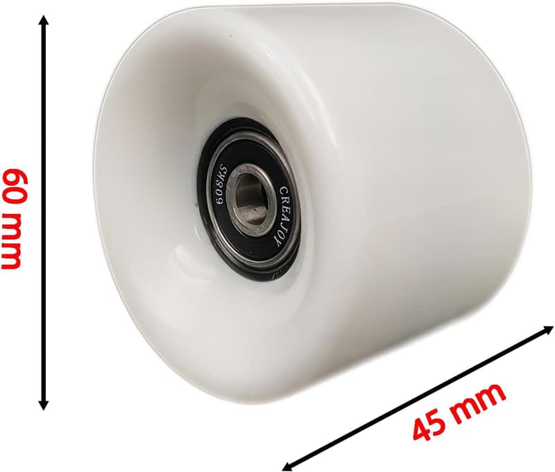 60mm 92A Skateboard Wheels with Bearings - Set of 4 (White)