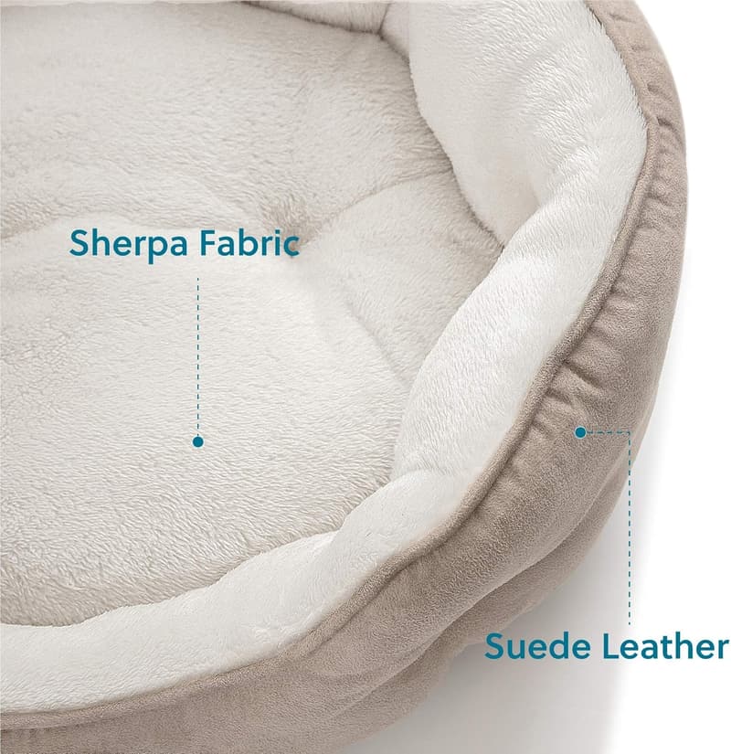 Washable Round Pet Bed for Small Dogs and Cats - 20 Inches, Camel