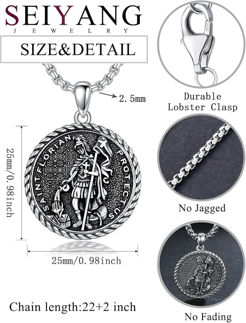 Saint Necklace in 925 Sterling Silver for Men and Women