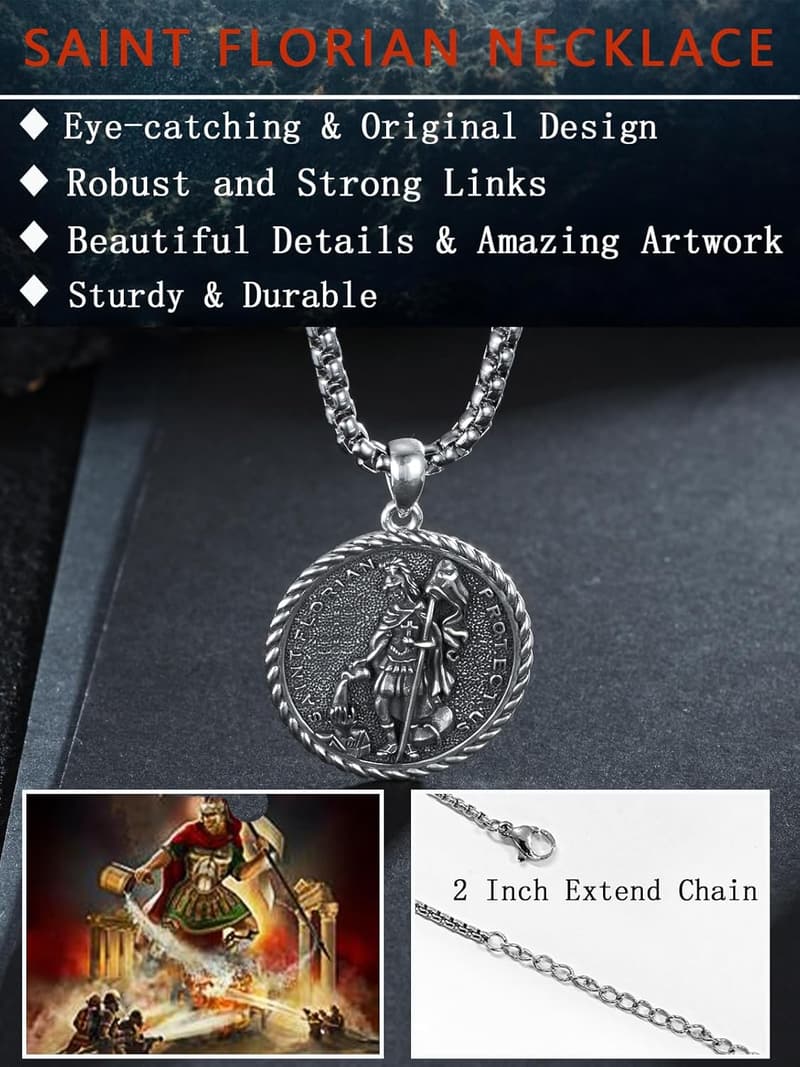 Saint Necklace in 925 Sterling Silver for Men and Women