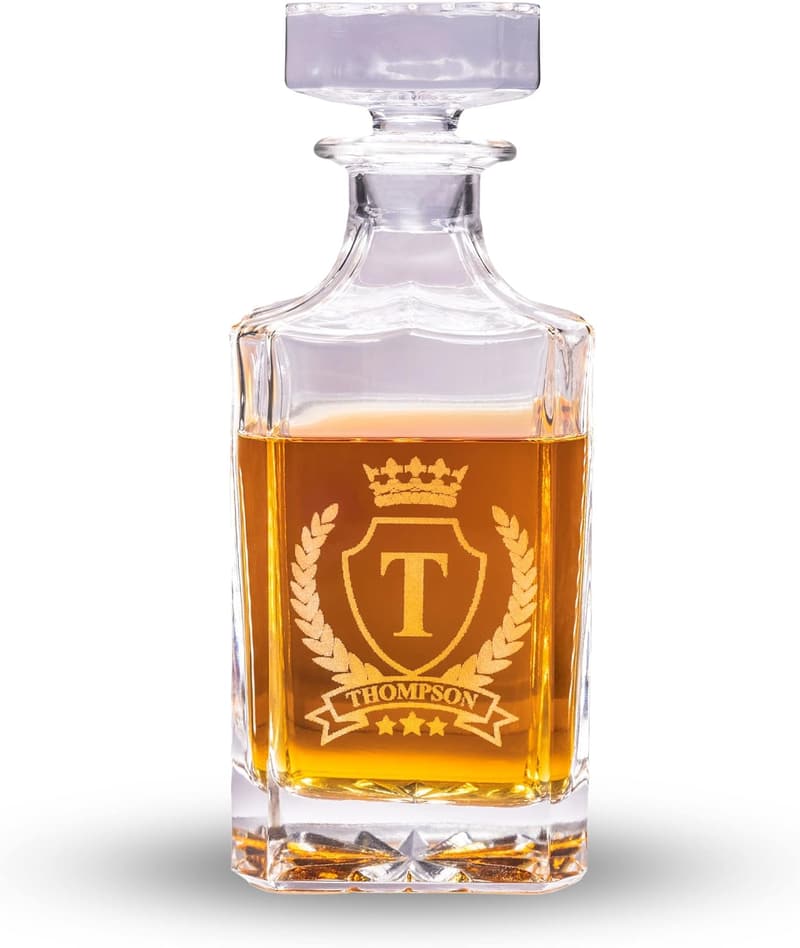 Personalized Whiskey Decanter Gift for Men – 750ml Engraved Glass