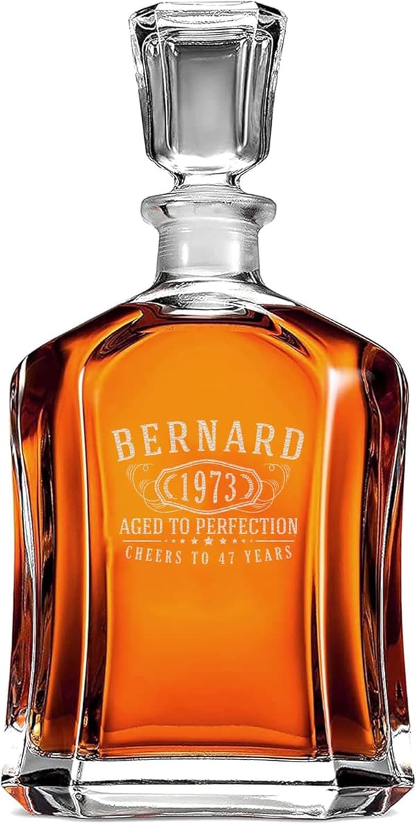 Personalized 23oz Etched Glass Whiskey Decanter for Dad