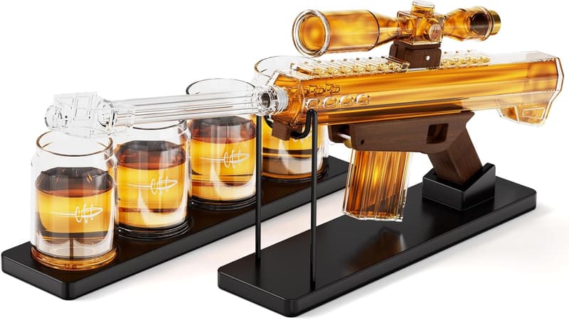 Whiskey Decanter Set for Men with Bullet Glasses - 22 oz
