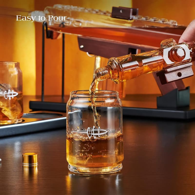 Whiskey Decanter Set for Men with Bullet Glasses - 22 oz