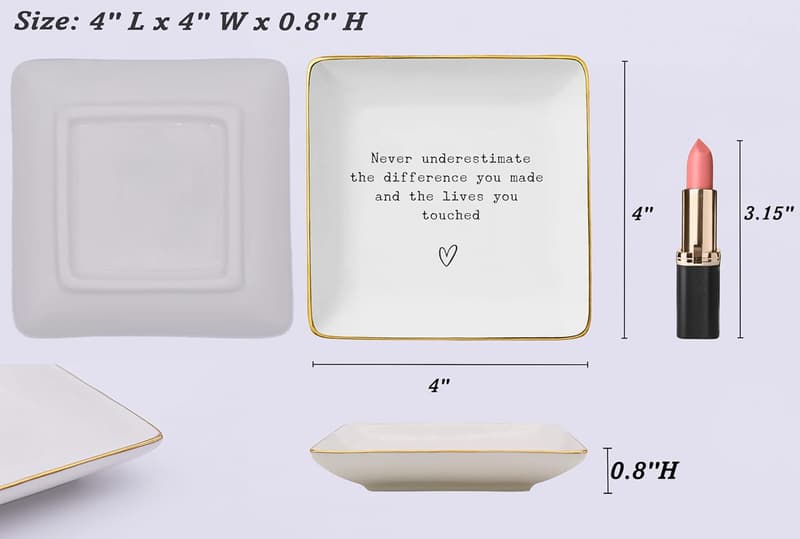 Retirement Gift for Women - Ceramic Jewelry Tray Dish