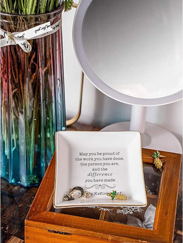 Retirement Gift Ceramic Jewelry Dish for Women