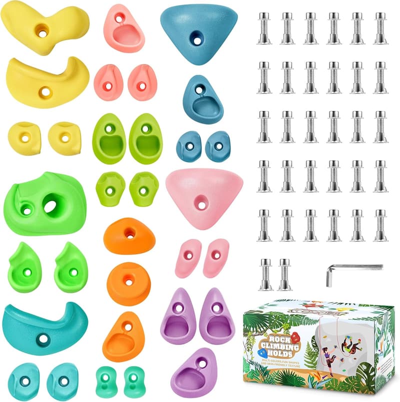 Rock Climbing Holds Set for Kids & Adults - Indoor/Outdoor