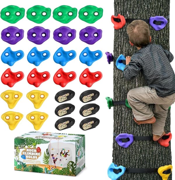 Ninja Warrior Climbing Holds Set for Kids & Adults – 20 Rocks with Straps