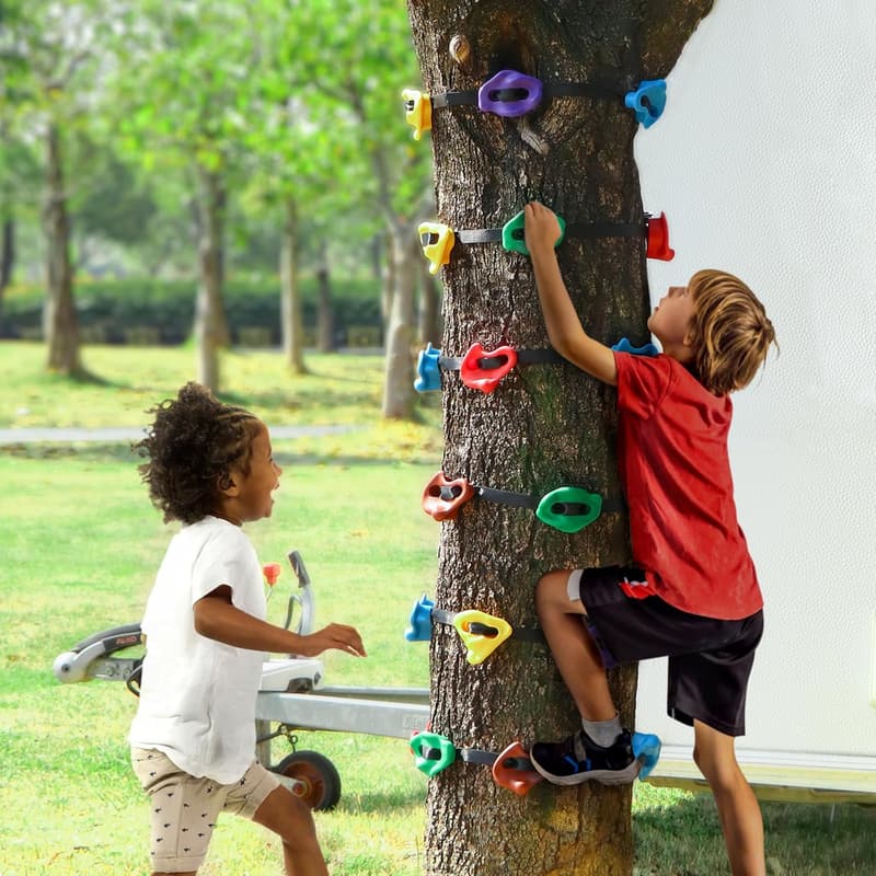 Ninja Warrior Climbing Holds Set for Kids & Adults – 20 Rocks with Straps