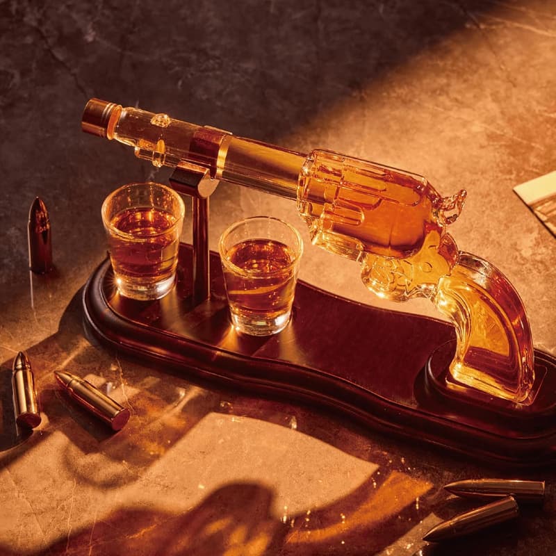 Unique Gun Whiskey Decanter Set with Shot Glasses for Him