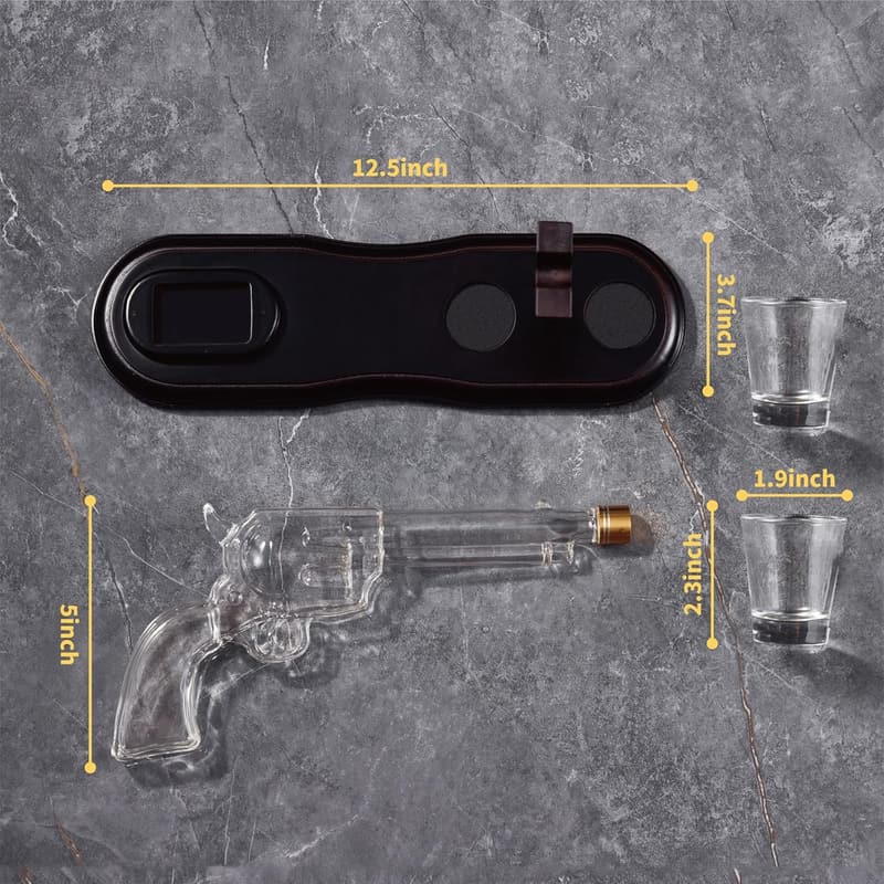 Unique Gun Whiskey Decanter Set with Shot Glasses for Him