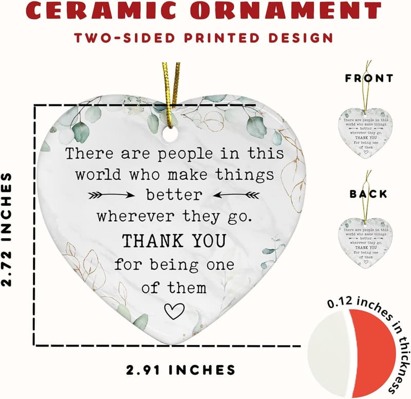 Employee Appreciation Ceramic Heart Ornament - Retirement Gift