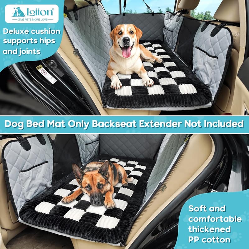 Non-Slip Plaid Dog Car Bed Mat for Travel (50