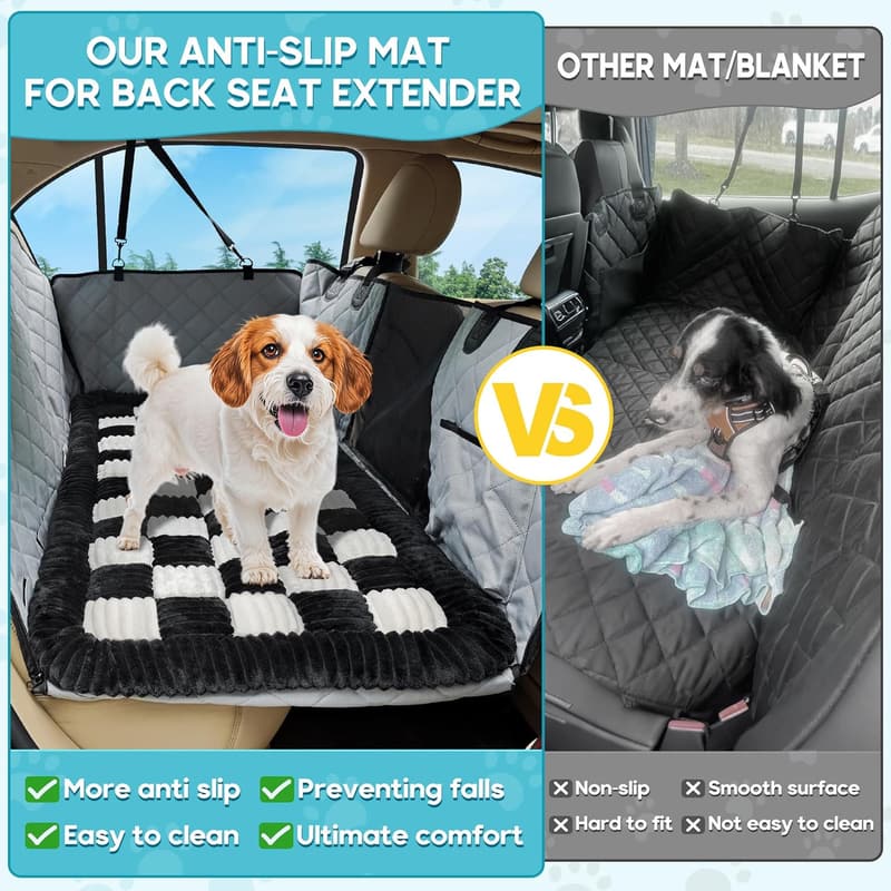 Non-Slip Plaid Dog Car Bed Mat for Travel (50