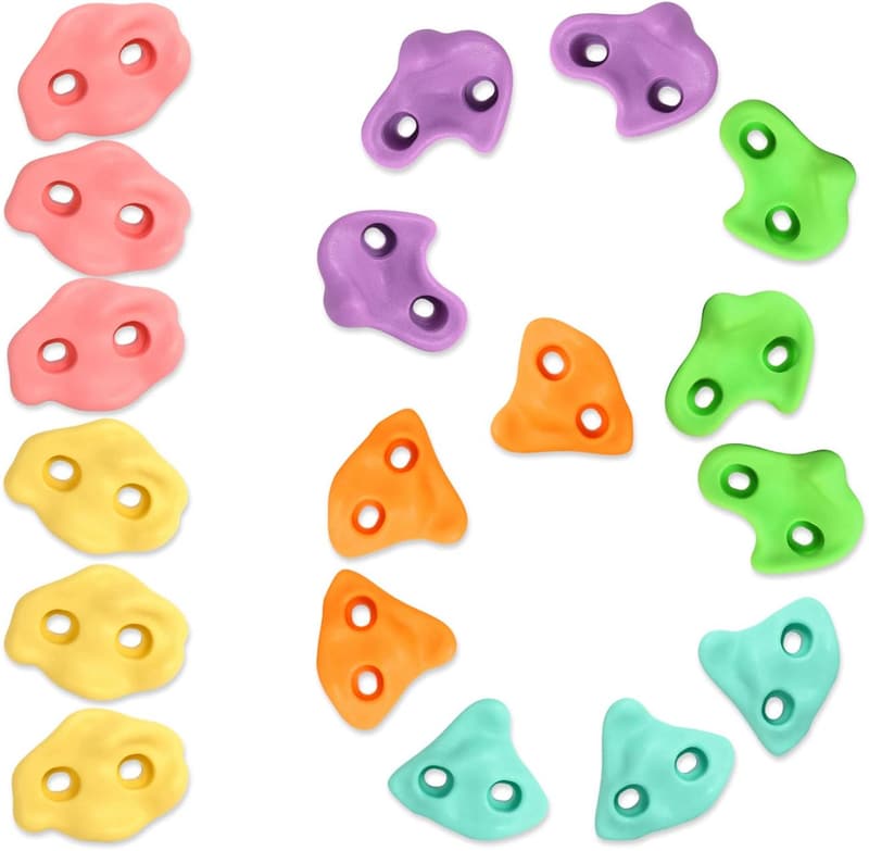 Kids' Rock Wall Climbing Kit - 18PCS Colorful Holds & Hardware