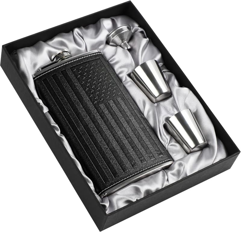 Groomsman Gift: 12oz Stainless Steel Hip Flask Set with Cups