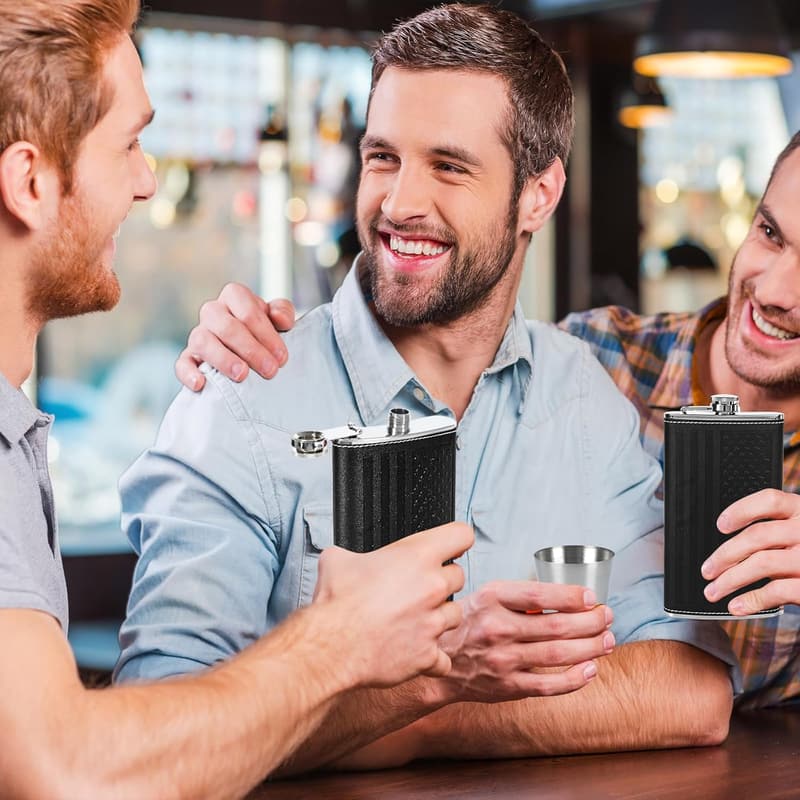 Groomsman Gift: 12oz Stainless Steel Hip Flask Set with Cups