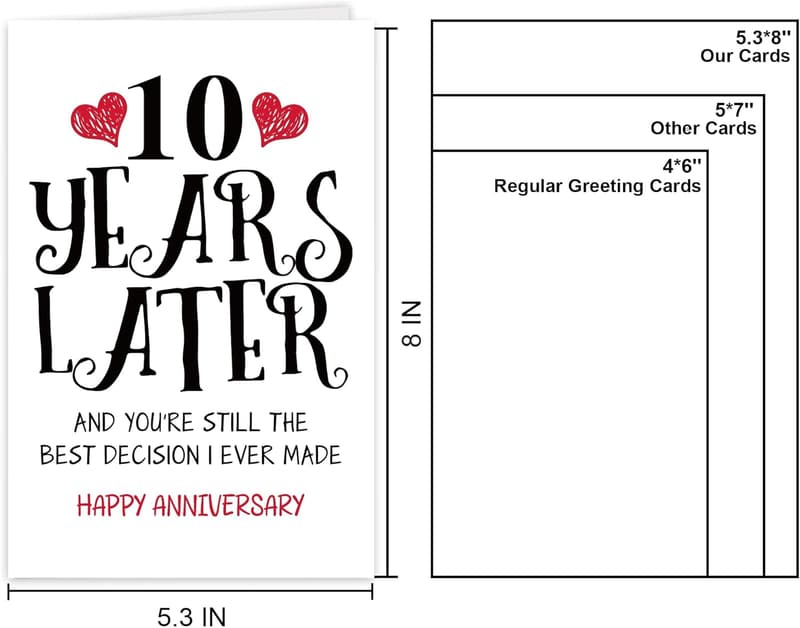 10th Anniversary Card for Couples - Funny & Sweet Design