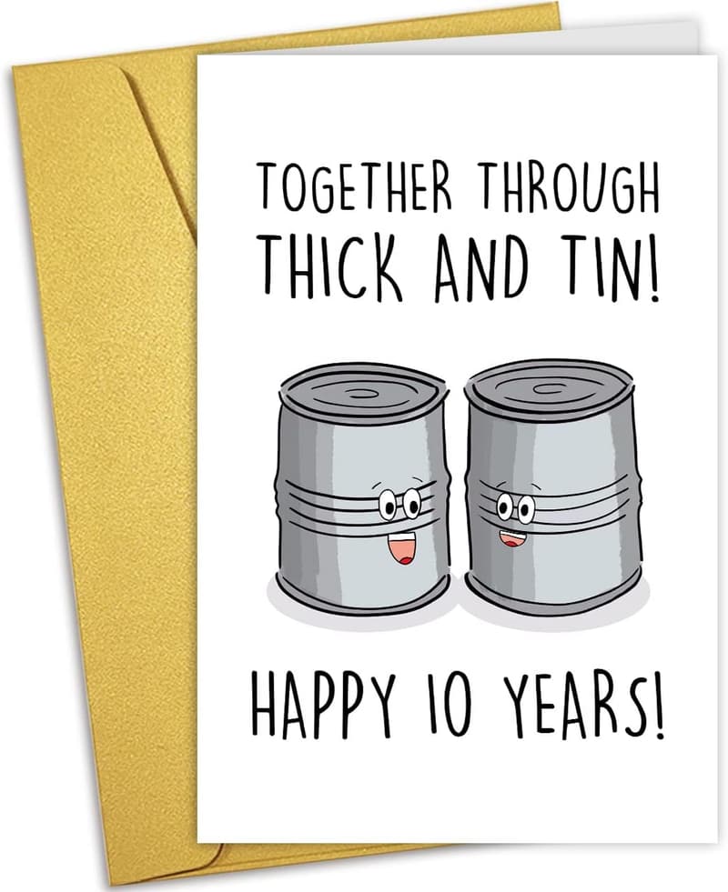 Tenth Anniversary Pun Card for Couples