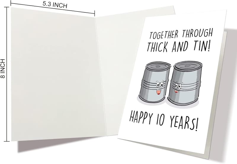Tenth Anniversary Pun Card for Couples