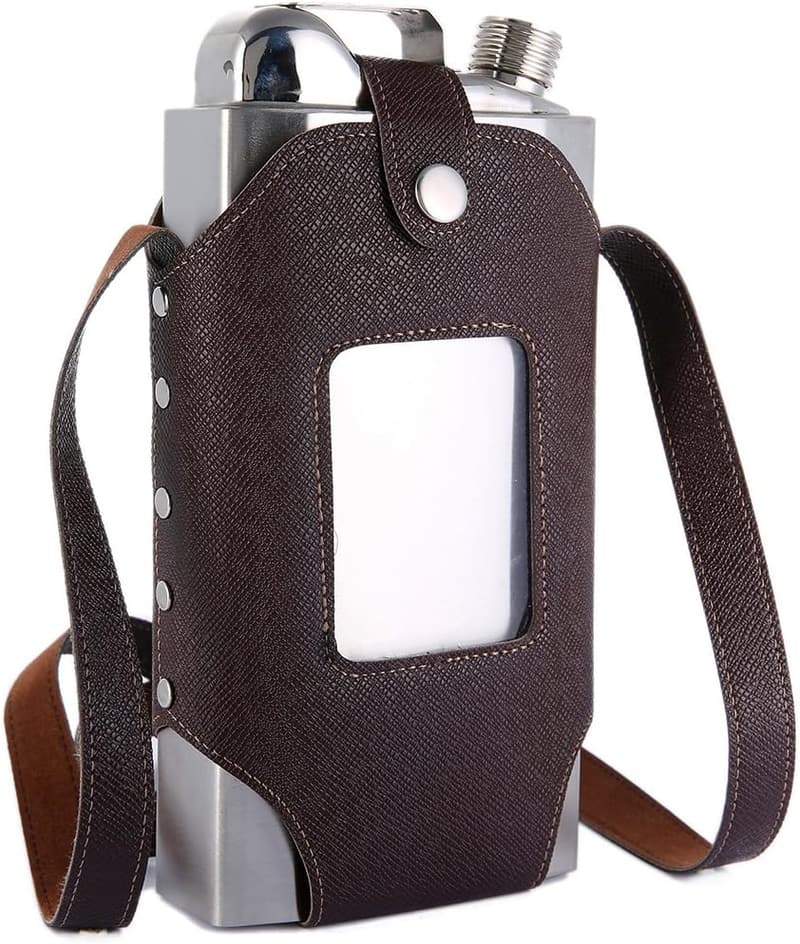 Large Capacity 35 oz Stainless Steel Whiskey Flask with Holster