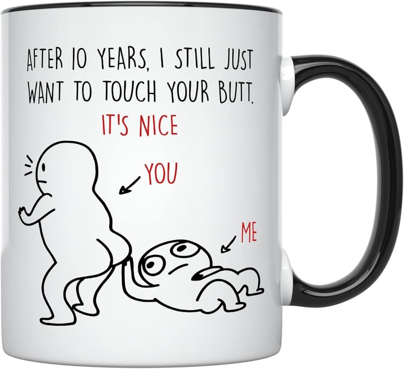 10th Anniversary Funny Coffee Mug, 11 oz, for Couples