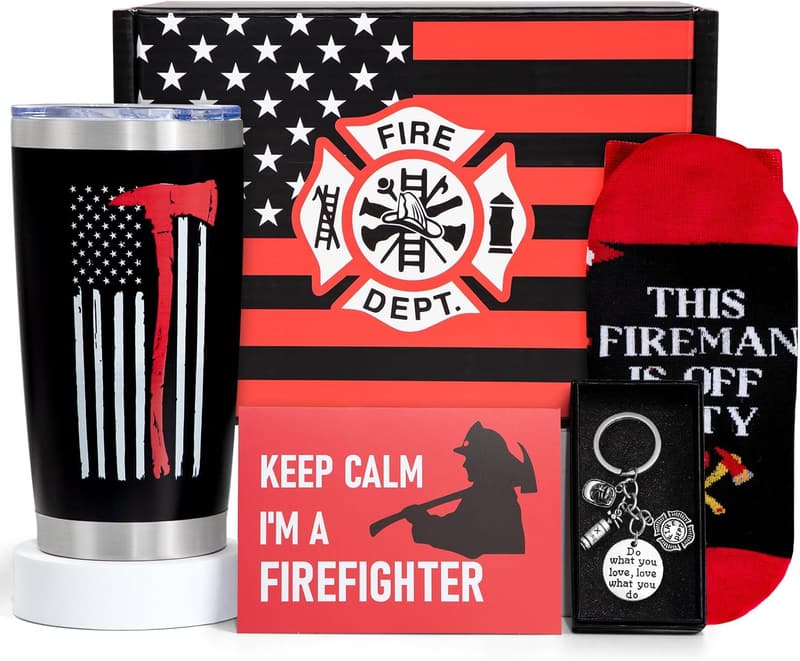 Firefighter Dad Gift Set with Insulated Tumbler & Accessories