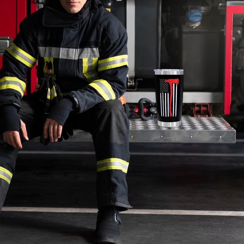 Firefighter Dad Gift Set with Insulated Tumbler & Accessories
