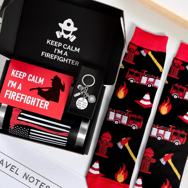 Firefighter Dad Gift Set with Insulated Tumbler & Accessories