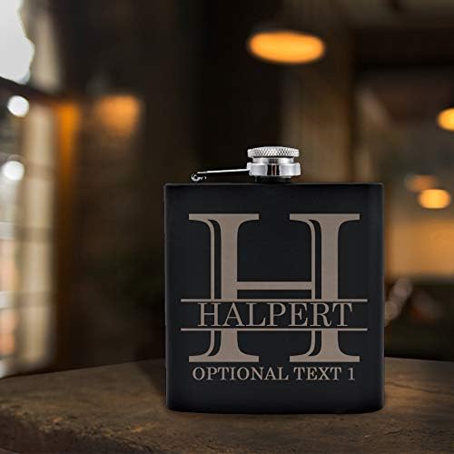 Custom Engraved 6oz Black Stainless Steel Flask for Men