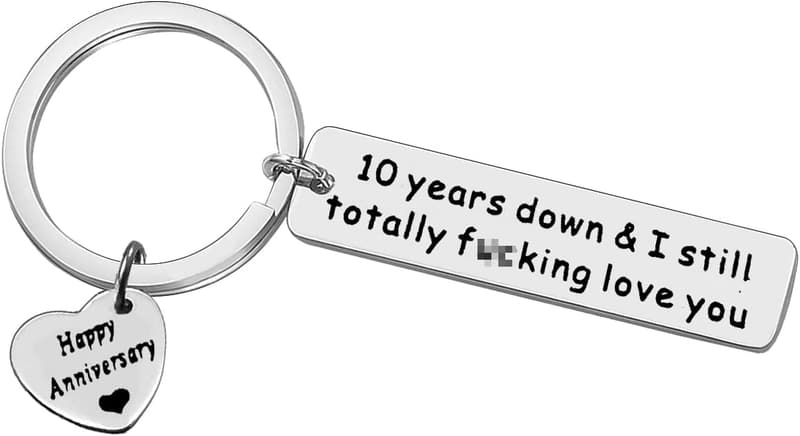 10th Anniversary Keychain for Couples - 