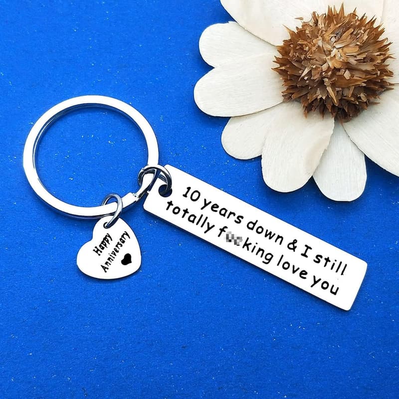 10th Anniversary Keychain for Couples - 