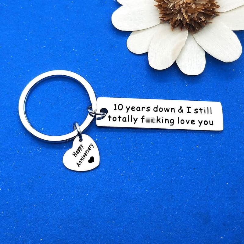 10th Anniversary Keychain for Couples - 