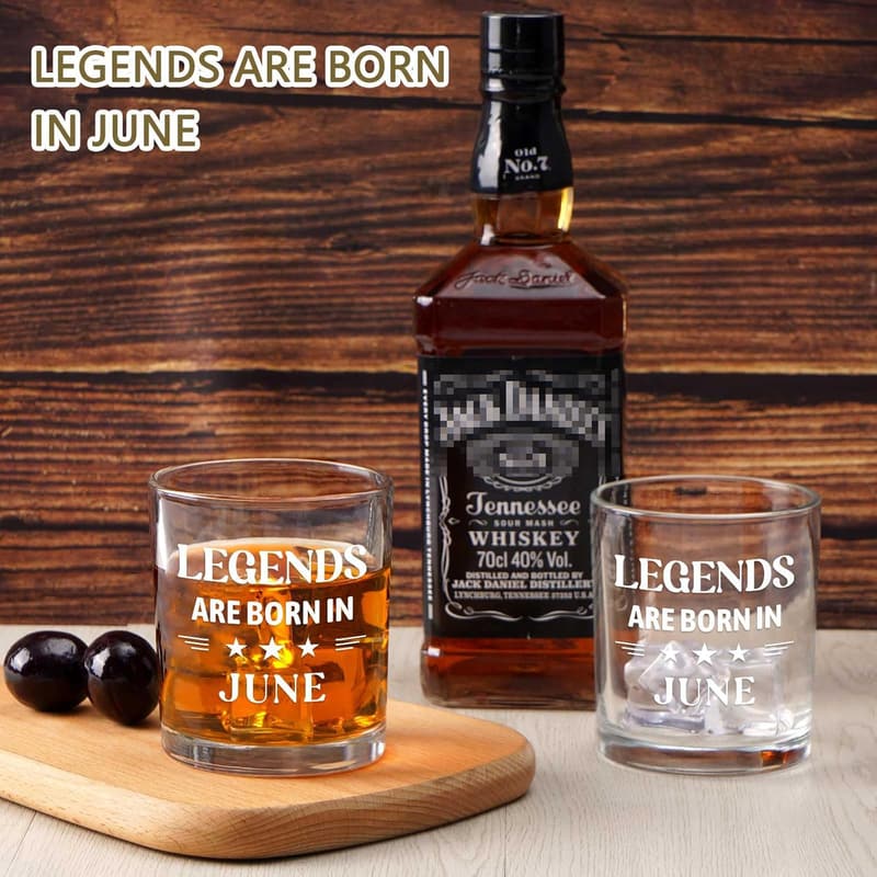 June Birthday - 10 oz Whiskey Glass - Gift for Men