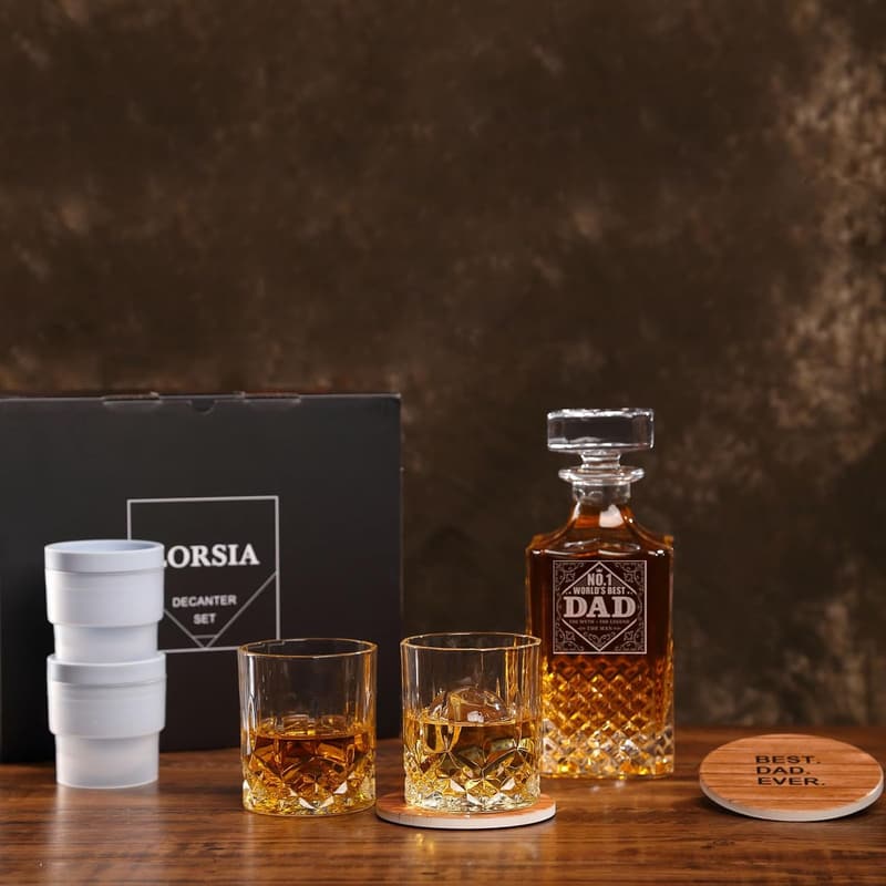 Whiskey Decanter Set - Unique Christmas Gift for Dad