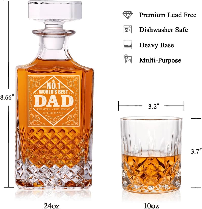 Whiskey Decanter Set - Unique Christmas Gift for Dad