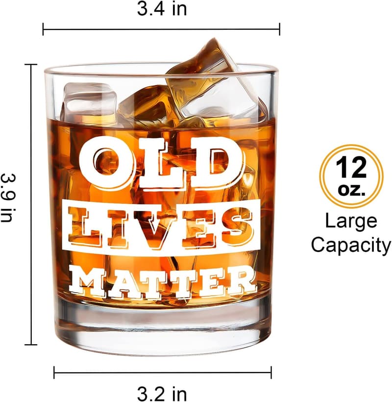 Funny Whiskey Glass Gift in Wooden Box for Dad or Grandpa