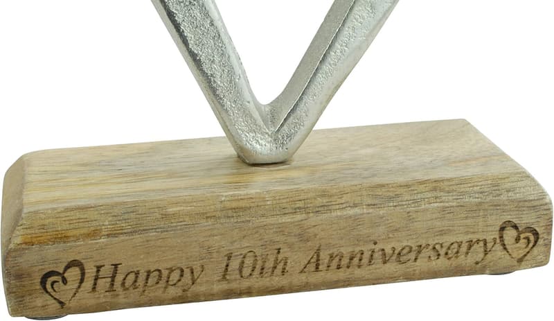 10th Anniversary Rustic Metal Heart Decoration – Aluminum & Wood