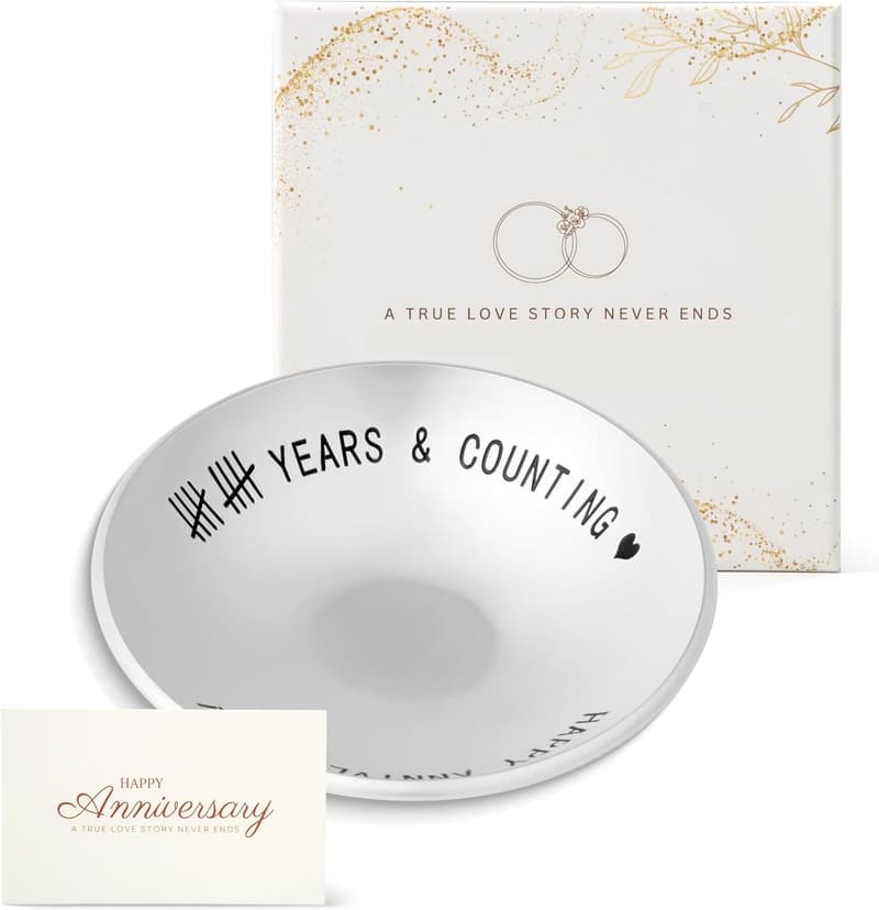 10th Anniversary Silver Jewelry Tray Gift for Couples