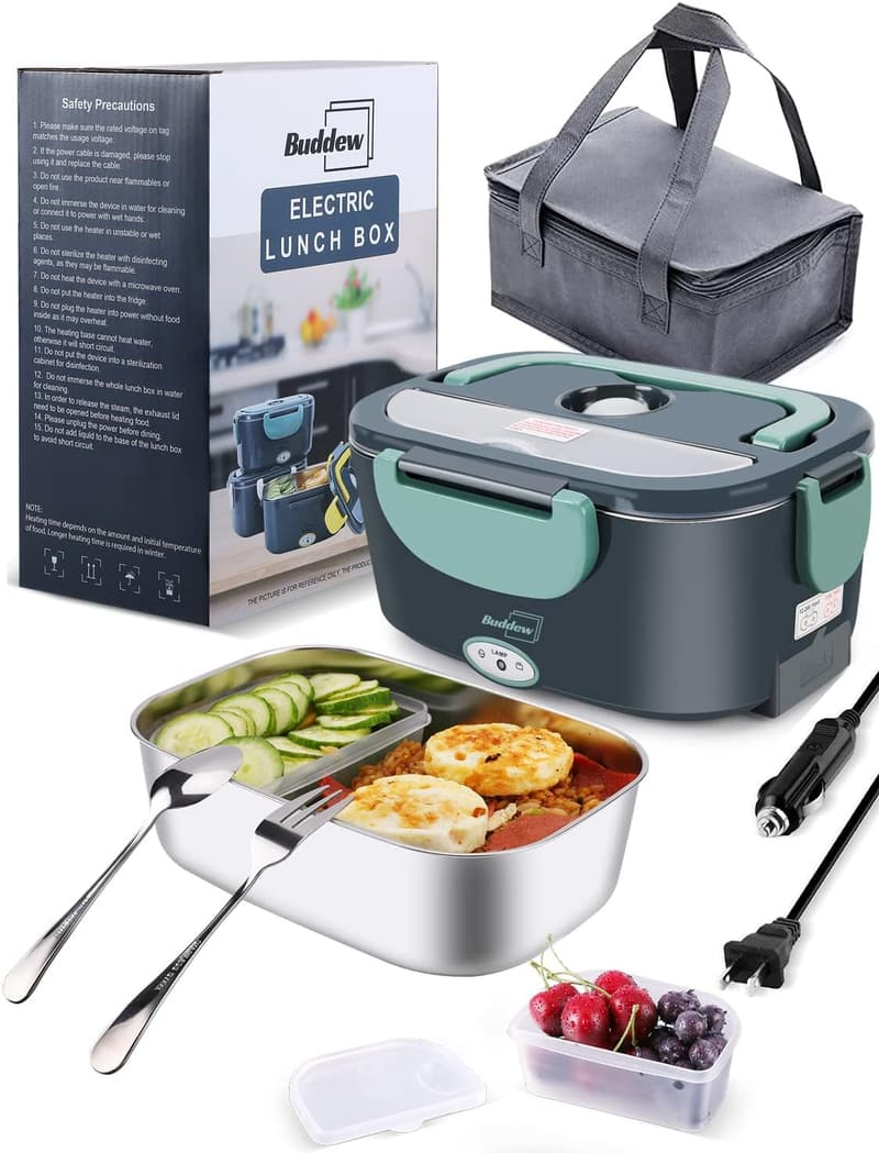 Portable Electric Lunch Box Food Heater for Adults - 80W, Green