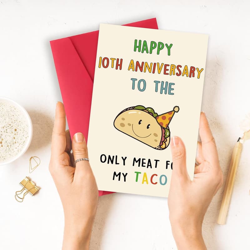 10th Anniversary Funny Taco Card for Him